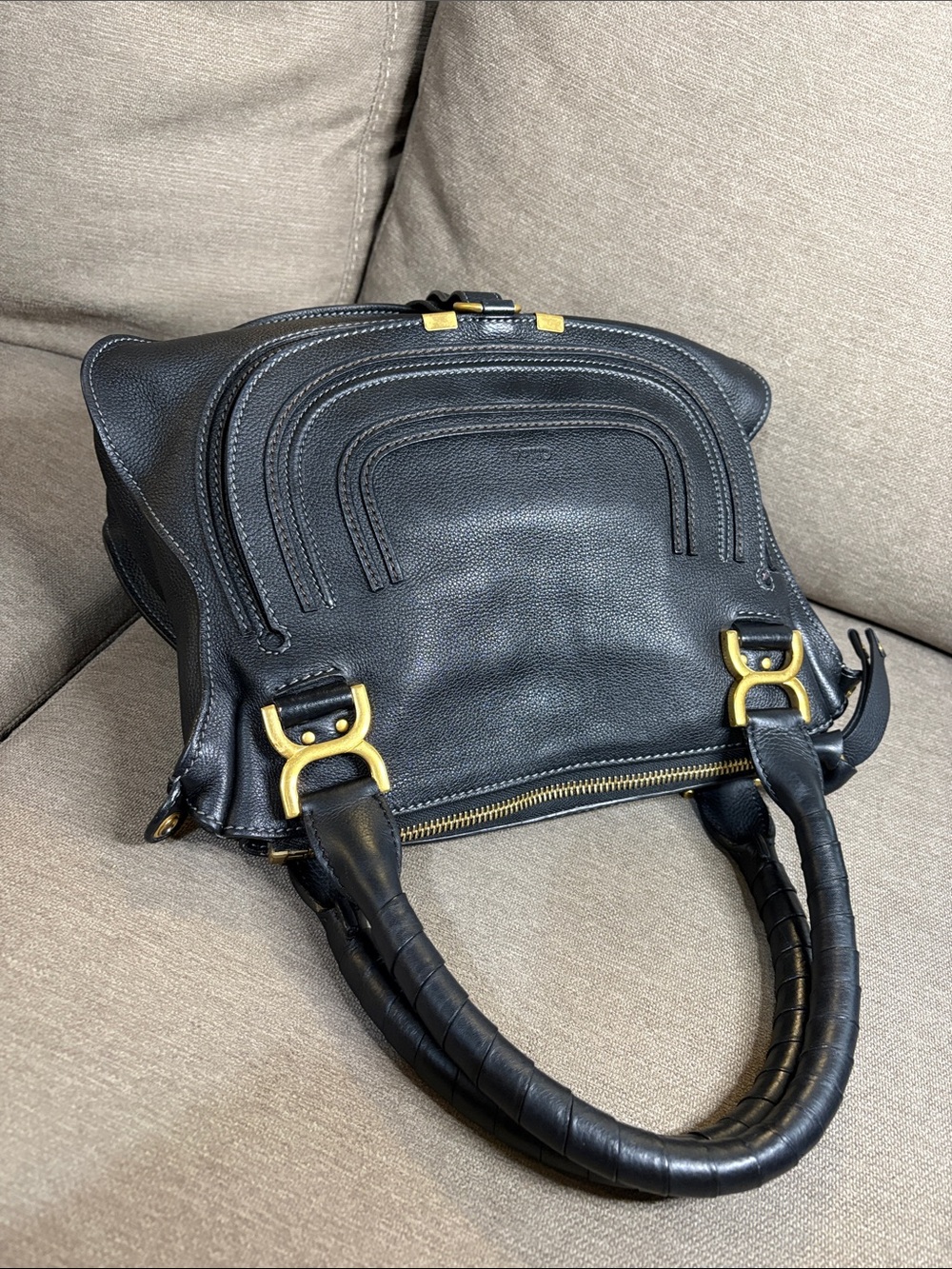 Chloé Marcie Black Leather Satchel - Picture 9 of 15